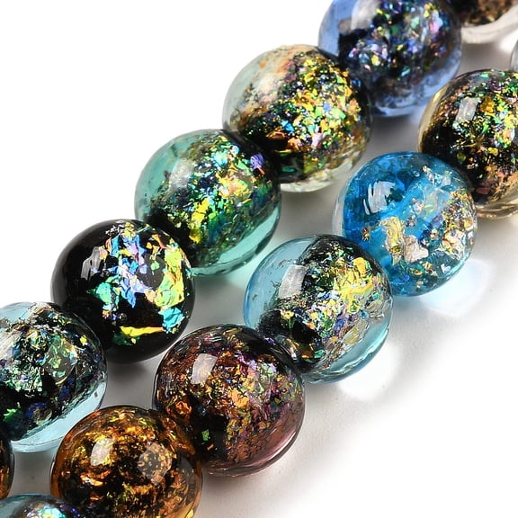 Handmade Dichroic Foil Glass Beads Strands Round Colorful 10.5mm Hole: 1.4mm about 40pcs/strand 15.16''(38.5cm)
