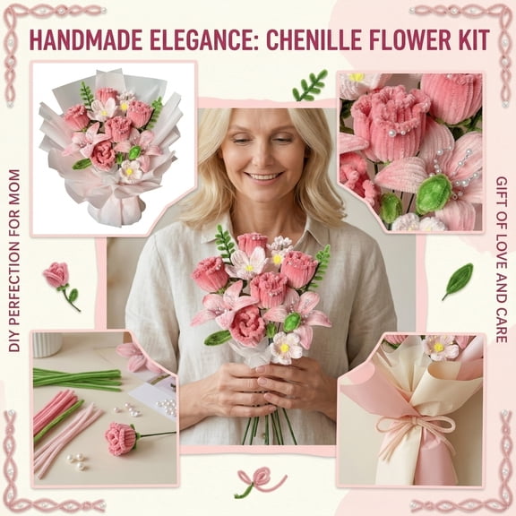 Handmade Diy Rose Bouquet Kit, Woven Flower Material Pack for Mother'S Day, Crafting Supplies for Home Decor and Personalized Gifts for Mom