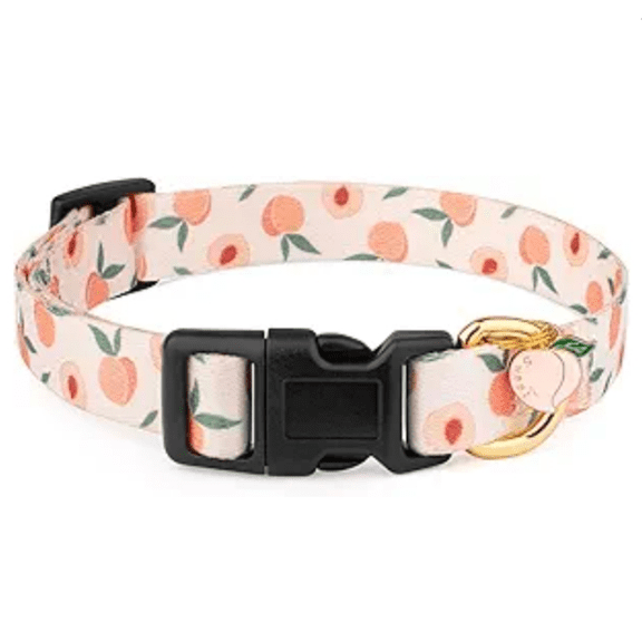 Handmade Dog Collar for Small Medium Large Dogs,White Peach with Pendant Fall and Winter Fashions Dog Collar,Ideal for Girl Dogs Boy Dogs (Small)