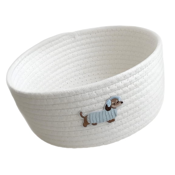 Handmade Dog Themed Cotton Cord Organizer Storage Basket Woven Basket For Storing Snacks Offices Supplies