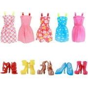 Handmade Doll Clothes Set Including Fashion Dresses and Shoes for 11.5 Inch Doll D 5 pieces of clothing+5 pairs of shoes
