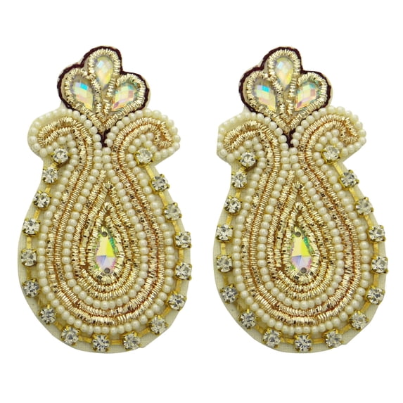 Handmade Double Paisley Pattern Crafting Decorative Brown Appliques 1 Pair