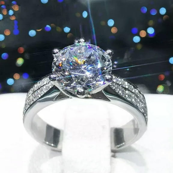 Handmade Double Row Round Cut 1ct CZ 925 Silver Women Wedding Band Ring Size 4-9