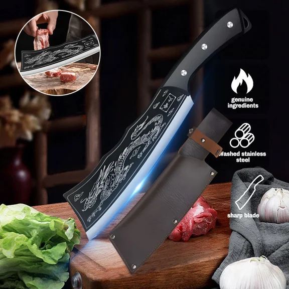 Handmade Dragon Knife Kitchen Chef'S Butcher Knife Bone Meat Cleaver Chopping Us