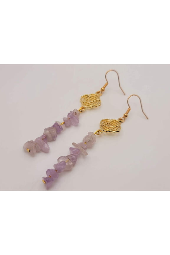 Handmade Dream Amethyst Natural Drop Earrings , Crystal Earrings