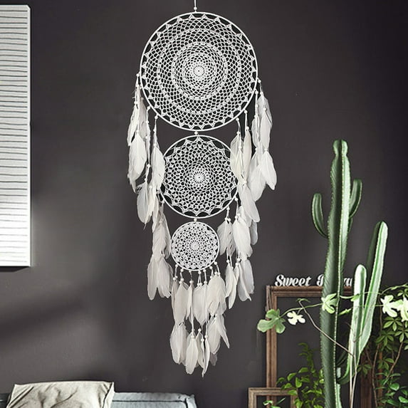 Handmade Dream Catcher Feather Ring Wall Hanging Bedroom Window Balcony Ornament