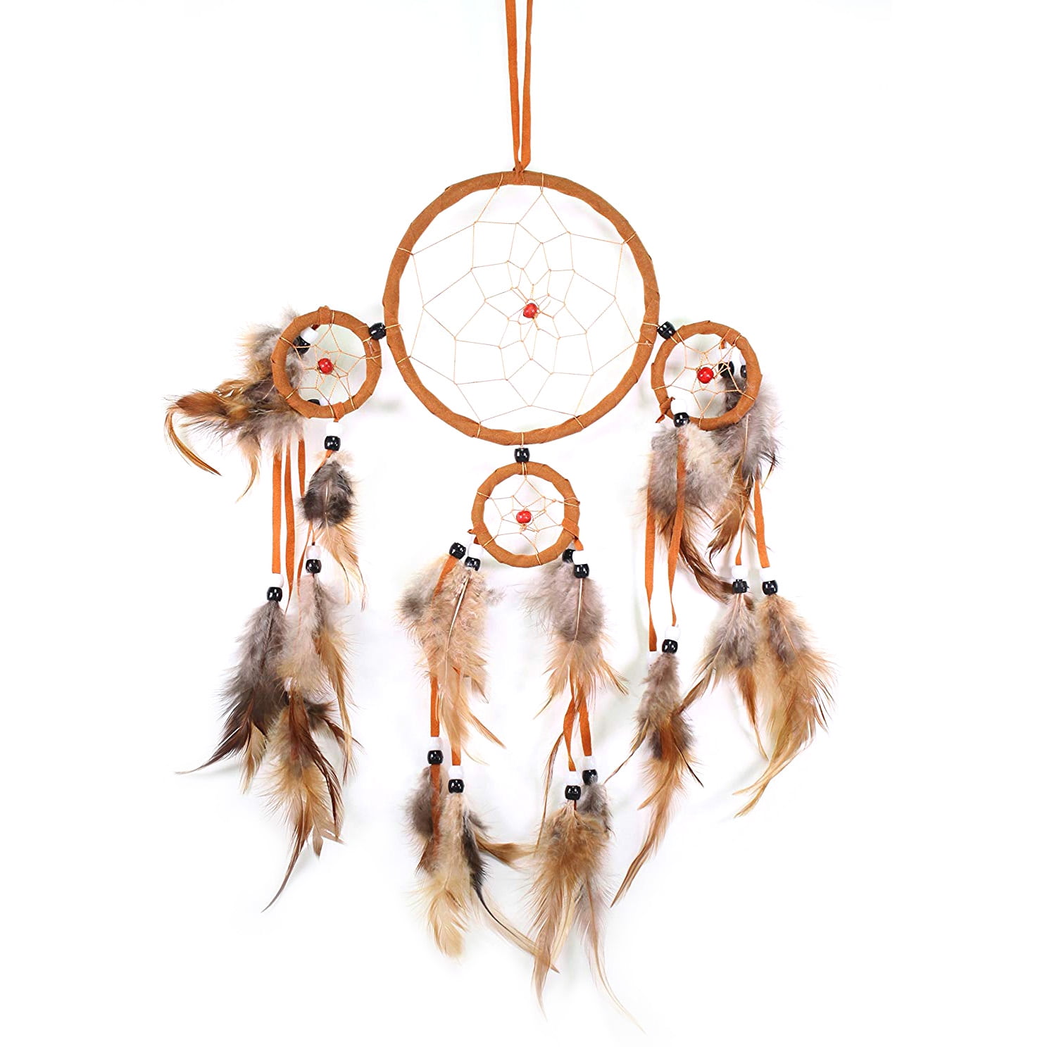 Handmade Dream Catcher With Feathers Wall Hanging Decoration Ornament Gift (Orange) New