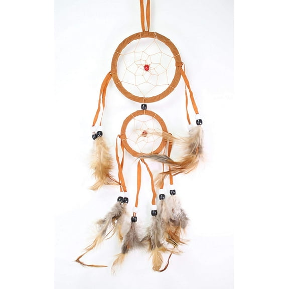 Handmade Dream Catcher With Feathers Wall Hanging Decoration Ornament Gift (Orange) New