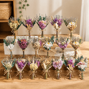 Handmade Dried Flower Bouquet with Stems Natural Dried Wildflowers 7.5 Inch Mini Dry Flowers for Vase Farmhouse Decor, Wedding Styling, Photography Props, Gift DIY
