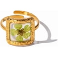 thumbnail image 1 of Handmade Dried Flower Statement Ring for Women Gold-Toned Stainless Steel Adjustable Pressed Blossom Forget-Me-Not Flowers Open Band Rings Wedding Holiday Jewelry, 1 of 11