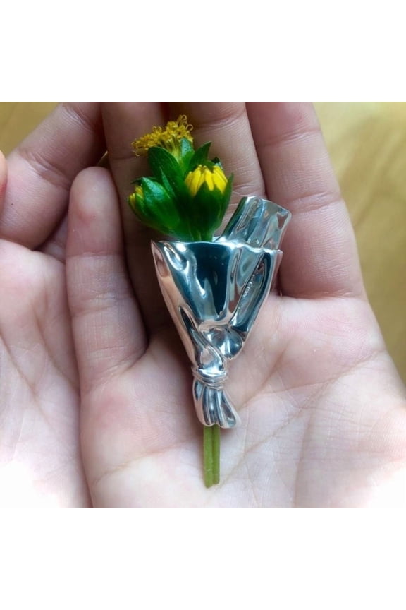 Handmade Dried Real Flower Brooch Pin Metal Alloy Accessory, Floral Leaf Lapel Pin Gift for Wedding Birthday Anniversary Jackets Scarves Hats