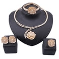 thumbnail image 1 of Handmade Dubai Gold Color Crystal Rose Flower Jewelry Fashion Wedding African Costume Necklace Earring Jewelry Sets, 1 of 8