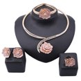 thumbnail image 1 of Handmade Dubai Gold Color Crystal Rose Flower Jewelry Fashion Wedding African Costume Necklace Earring Jewelry Sets, 1 of 7
