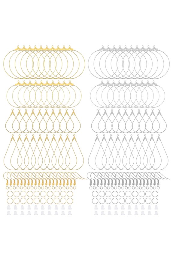 Handmade Earring Components Set with Open Jump Rings Unique Jewelry Maker's Earring Set Silver Golden Hoops Drops