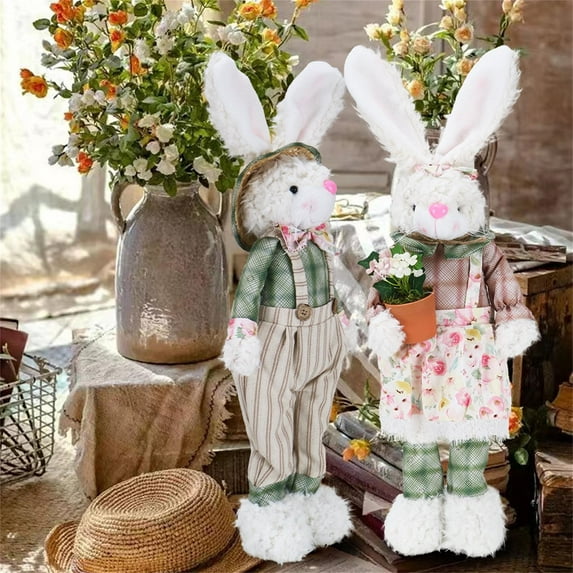 Handmade Easter Bunny Doll Retro Forest Series Large Shooting Props Window Decoration Living Room Ornaments, Vintage Style Handcrafted Oversized Bunny For Seasonal Display And