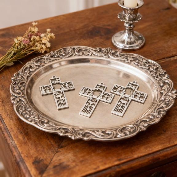 Handmade Easter Ornament,Creative Hollowed Out Cross Pendant Accessories,Handmade DIY Jewelry Materials,3D Carvings for Easter Gift Home Decor Collection