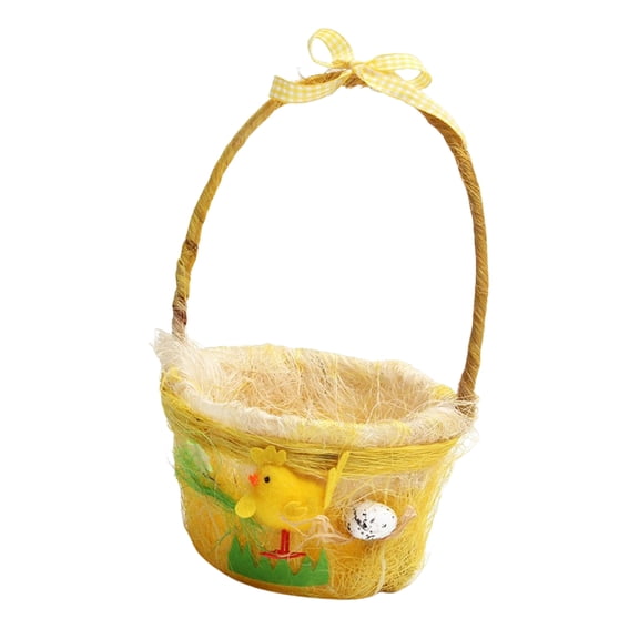 Handmade Easters Basket with Handle Easters Themed Handwoven Basket Suitable For Eggs Hunts And Gift Wrapping Activities