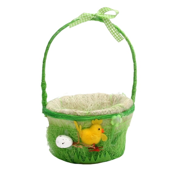 Handmade Easters Chick Basket Portable Easters Basket with Chick and Eggs For Easy Carrying And Festival Fun