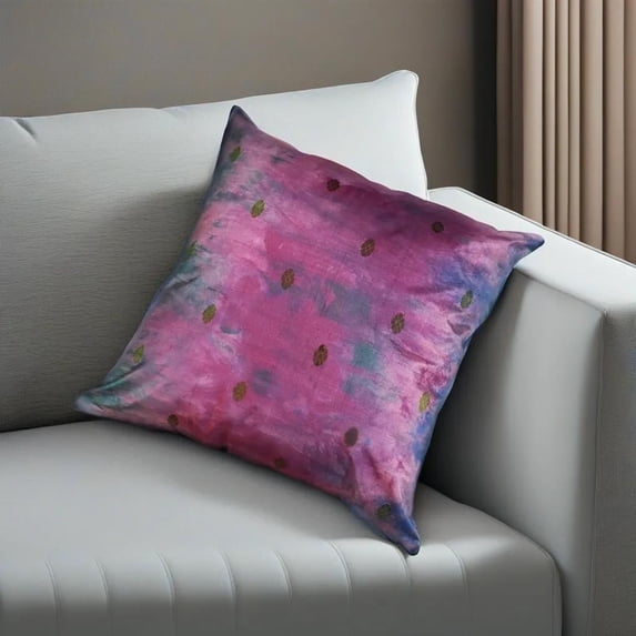 Handmade Eco-Friendly 16''x16'' Decorative Cushion Covers Abstract Silk Multicolor Indoor Pack of 1