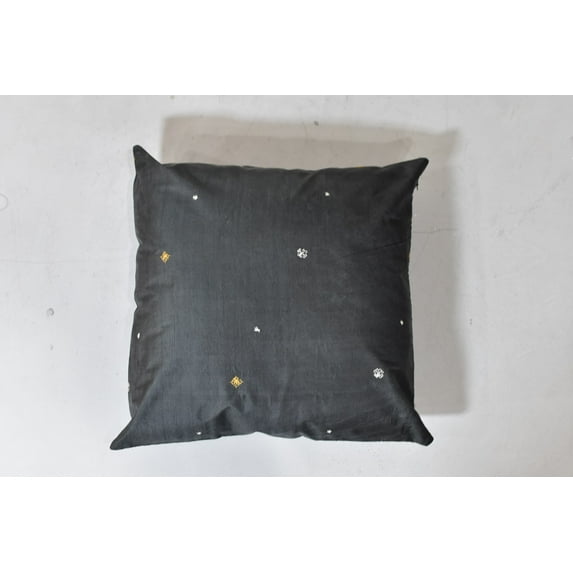 Handmade Eco-Friendly 16''x16'' Decorative Cushion Covers Contemporary Silk Black Indoor Pack Of 8