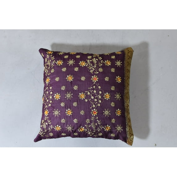 Handmade Eco-Friendly 16''x16'' Decorative Cushion Covers Contemporary Silk Purple Indoor Pack Of 6