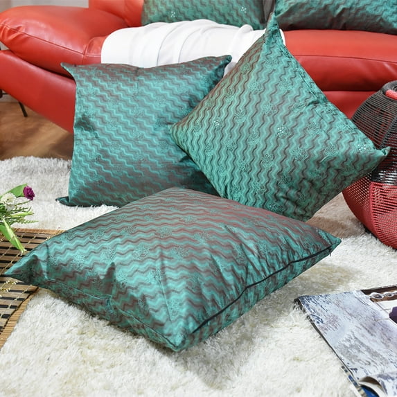 Handmade Eco-Friendly 16''x16'' Decorative Cushion Covers Floral Silk Green Indoor Pack Of 6
