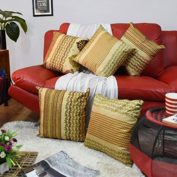 Handmade Eco-Friendly 16''x16'' Decorative Cushion Covers Motif Silk Multicolor Indoor Pack Of 6
