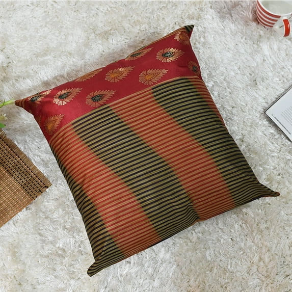 Handmade Eco-Friendly 16''x16'' Decorative Cushion Covers Motif Silk Red Indoor Pack Of 6