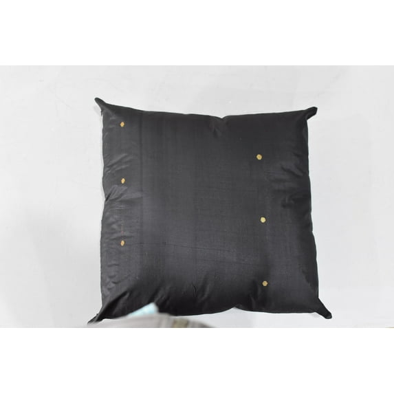 Handmade Eco-Friendly 16''x16'' Decorative Cushion Covers Solid Silk Black Indoor Pack Of 1