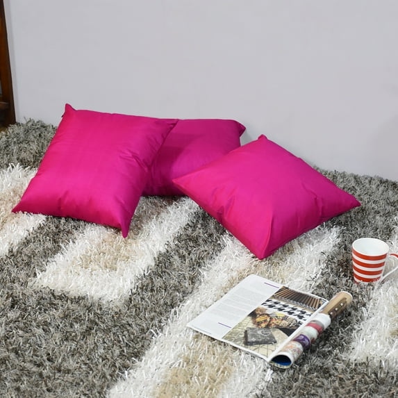 Handmade Eco-Friendly 16''x16'' Decorative Cushion Covers Solid Silk Pink Indoor Pack Of 10