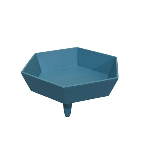 Handmade Eco-Friendly Modern Pattern Decorative Bowls Aluminum 9.6'' x 8.4'' x 3.9'' Oval Shaped Sea Blue For Living Room, Dinning Room, Study Room, Spa, Restaurants, Kitchen table