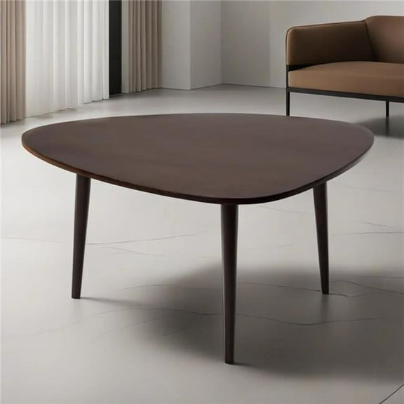 Handmade Eco-Friendly Modern Wood Dark Walnut Drop Shaped Coffee Table - 3 ft.