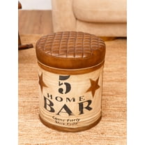 Handmade Eco-Friendly Solid Dark Brown Buffalo Leather 22.5x22.5x21 Sqaure Pouf