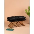 thumbnail image 1 of Handmade Eco-Friendly Solid Wood & Leather Black Rectangle Stool 40"x20"x18" for Living Room, Bedroom Seating, Patio, 1 of 4