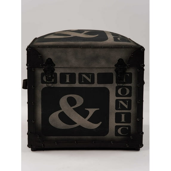 BBH Homes Handmade Solid Wood & Leather Black 18x18x18 Inch Sitting Box For Living Room WABBAH0006SC