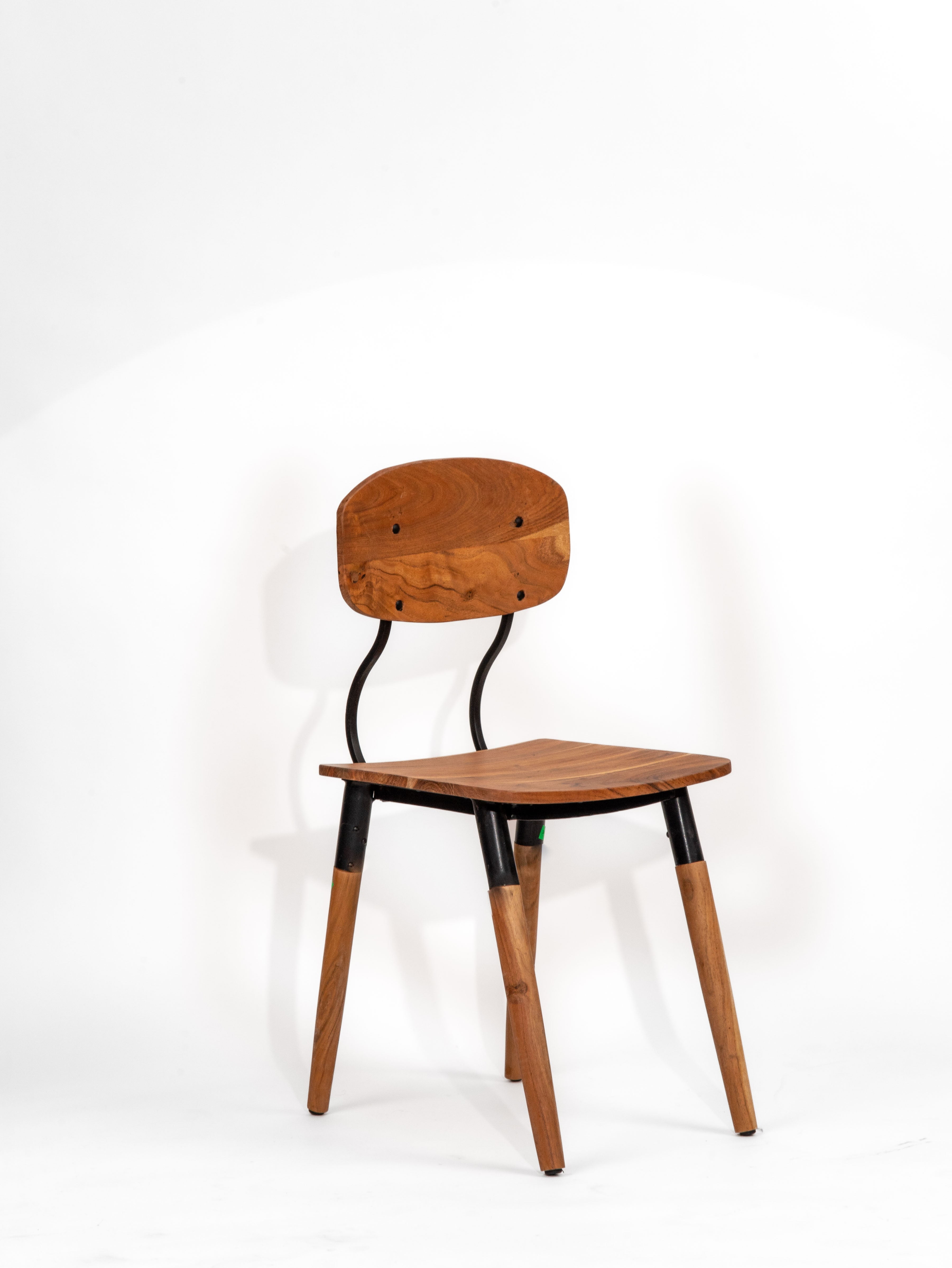 Rectangular Shape Chair Handmade Eco-Friendly Vintage Acacia Wood & Iron Natural Black ...