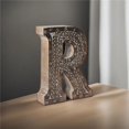 thumbnail image 1 of Handmade Eco-Friendly Wall Mount & Table Top Decor Gray Antique R Wood Alphabet Letter Block, 1 of 1