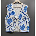 thumbnail image 1 of Handmade Embridered Sleeveless Blue-White Jacket Cotton Quilted Drawstring Closure Upperwear for Women's, 1 of 6