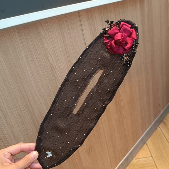 Handmade Embroidered Flower Roller Bun Maker - Quick and Easy Curling Tool for Long Hair