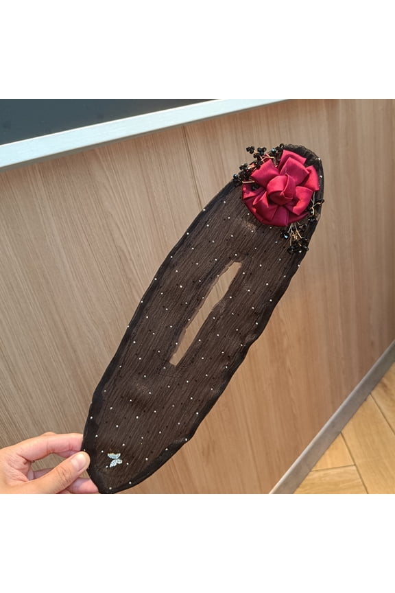 Handmade Embroidered Floral Hair Clip Bun Roller Curling Tool for Long Hair Easy Styling Cozy Updo Accessory