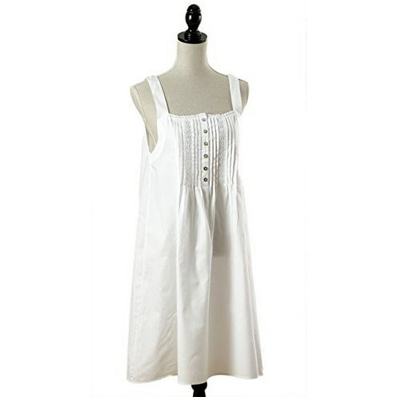 Handmade Embroidered and Pleated White Cotton Lady Night Dress, Size S-XL (X-large/12)