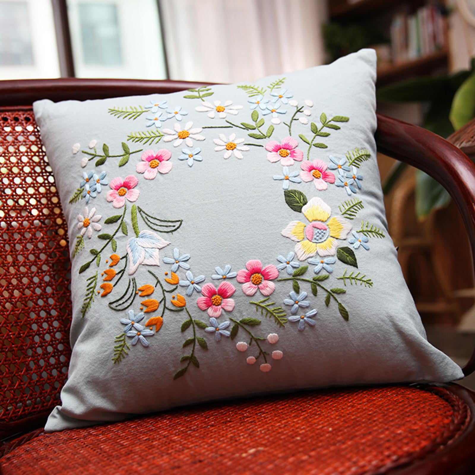 1pc Canvas Towel Embroidery Pattern Pillow Cushion With Stuffing, Home  Decor