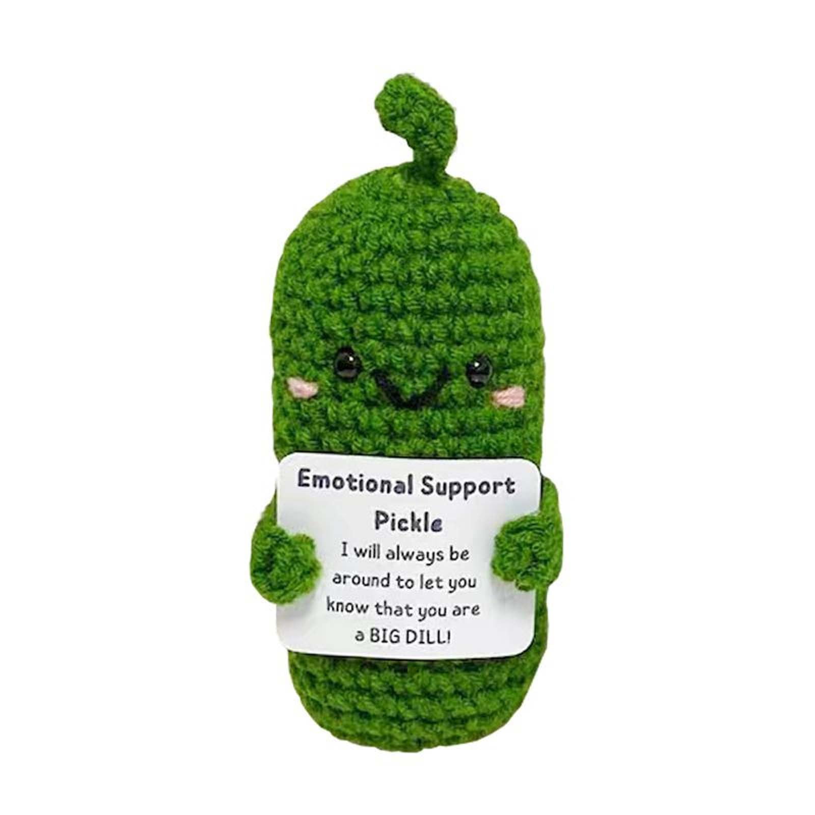 Crochet Emotional Support Pickle,caring Carrot With Positive