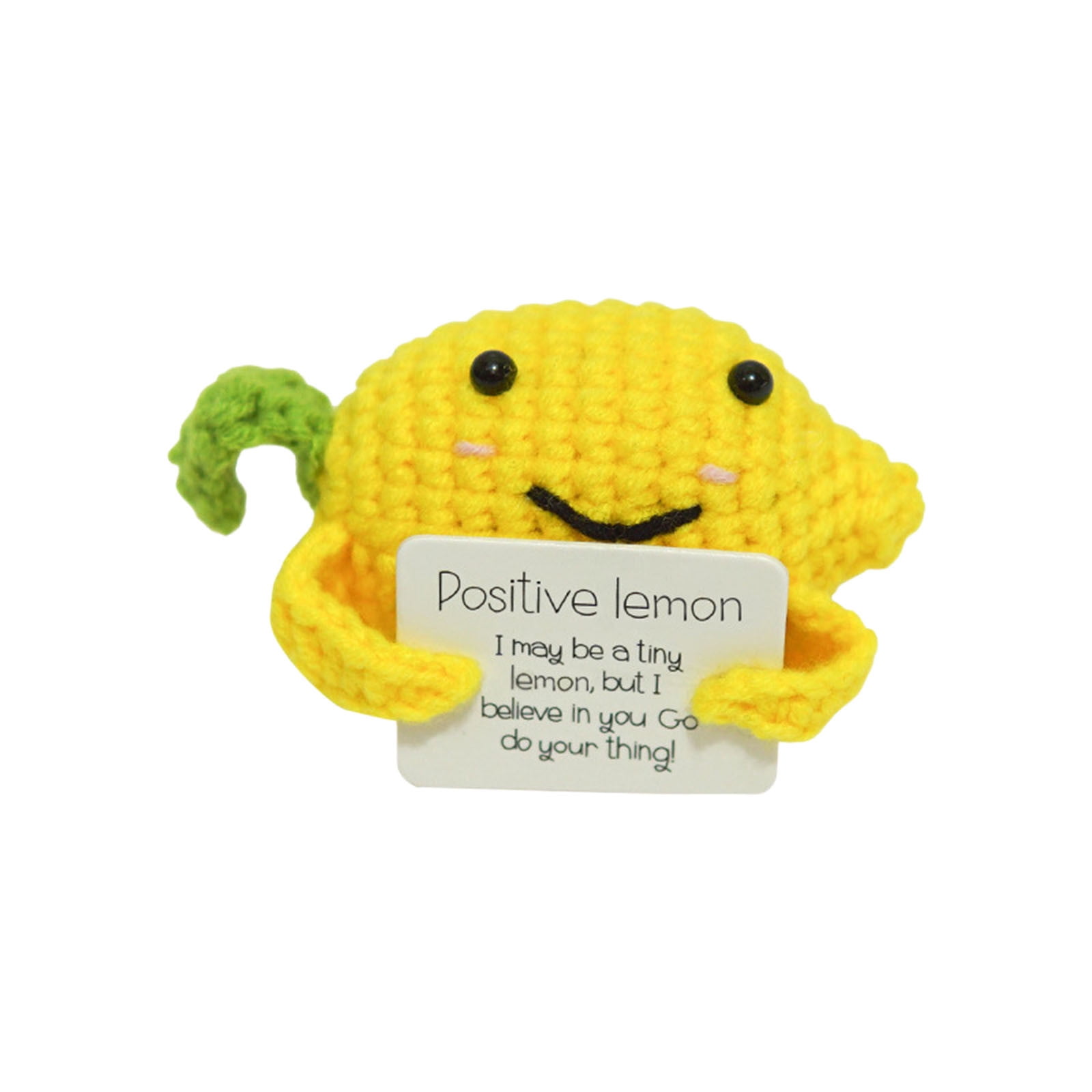 Handmade Emotional Support Pickle,Crochet Smiley Sour Cucumber,Knitted  Pickle With Positive Quote,Cheer Up Gift,Crochet Decor (Pickle With Base) 
