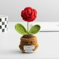 thumbnail image 1 of Handmade Emotional Support Rose Potted Plants, Positive Crochet Doll with Card, Inspirational Small Handmade Knitted, Funny Gift for Women Men Birthday Friends Coworkers, Office Decor, 1 of 1