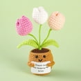 thumbnail image 1 of Handmade Emotional Support Tulip Flower Potted Plants, Positive Crochet Doll with Card, Inspirational Small Handmade Knitted, Funny Gifts for Women Men Birthday Friends Coworkers, Office Decor, 1 of 1