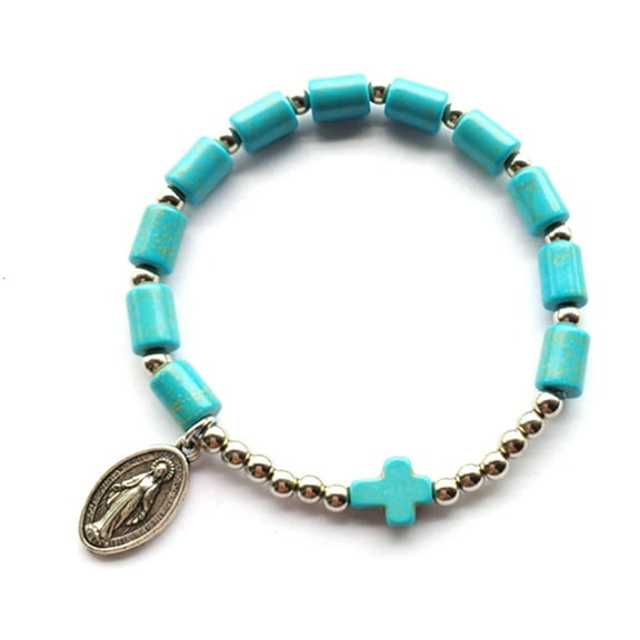 Handmade Endless eaded Bracelet Jewelry Catholic for Cross Vintage Stones Religious Jesus Christ Our Lady of the Rosary