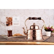 Handmade Engraved 100% Pure Solid Copper Teapots for the Stove Top - 1.6 Quart 1.5L Hammered Finish Kettle for Gas, Electric, Induction & Glass Stovetop