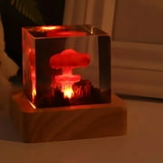 Handmade Epoxy Resin Mushroom Cloud Night Lamp, Atomic Bomb 、Volcano Cube Jewelry, Glow-in-The-Dark Table Lamp(Mushroom Cloud)