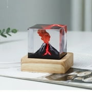 Handmade Epoxy Resin Mushroom Cloud Night Lamp, Atomic Bomb 、Volcano Cube Jewelry, Glow-in-The-Dark Table Lamp(Volcano)